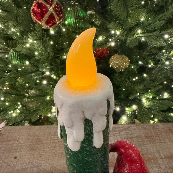 Mr. Christmas Festive Gnome Candle Green and Red - Picture 8 of 8